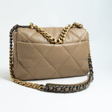 CHANEL Handbag 21S Large Beige/Gold Lambskin Quilted 19 Flap Mixed Hardware -Knockoff
