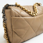 CHANEL Handbag 21S Large Beige/Gold Lambskin Quilted 19 Flap Mixed Hardware -Knockoff
