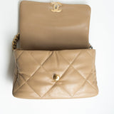 CHANEL Handbag 21S Large Beige/Gold Lambskin Quilted 19 Flap Mixed Hardware -Knockoff
