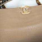 CHANEL Handbag 21S Large Beige/Gold Lambskin Quilted 19 Flap Mixed Hardware -Knockoff
