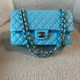 CHANEL Handbag 21S Neon Blue Lambskin Quilted Classic Flap Medium SHW -Knockoff
