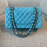 CHANEL Handbag 21S Neon Blue Lambskin Quilted Classic Flap Medium SHW -Knockoff
