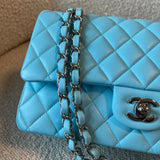 CHANEL Handbag 21S Neon Blue Lambskin Quilted Classic Flap Medium SHW -Knockoff
