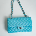 CHANEL Handbag 21S Neon Blue Lambskin Quilted Classic Flap Medium SHW -Knockoff
