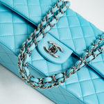 CHANEL Handbag 21S Neon Blue Lambskin Quilted Classic Flap Medium SHW -Knockoff
