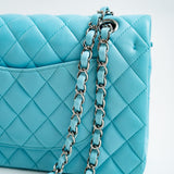 CHANEL Handbag 21S Neon Blue Lambskin Quilted Classic Flap Medium SHW -Knockoff
