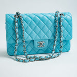 CHANEL Handbag 21S Neon Blue Lambskin Quilted Classic Flap Medium SHW -Knockoff
