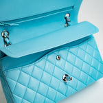 CHANEL Handbag 21S Neon Blue Lambskin Quilted Classic Flap Medium SHW -Knockoff
