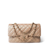 CHANEL Handbag 21S Pearly Beige Calfskin Quilted Classic Double Flap Light Gold Hardware -Knockoff
