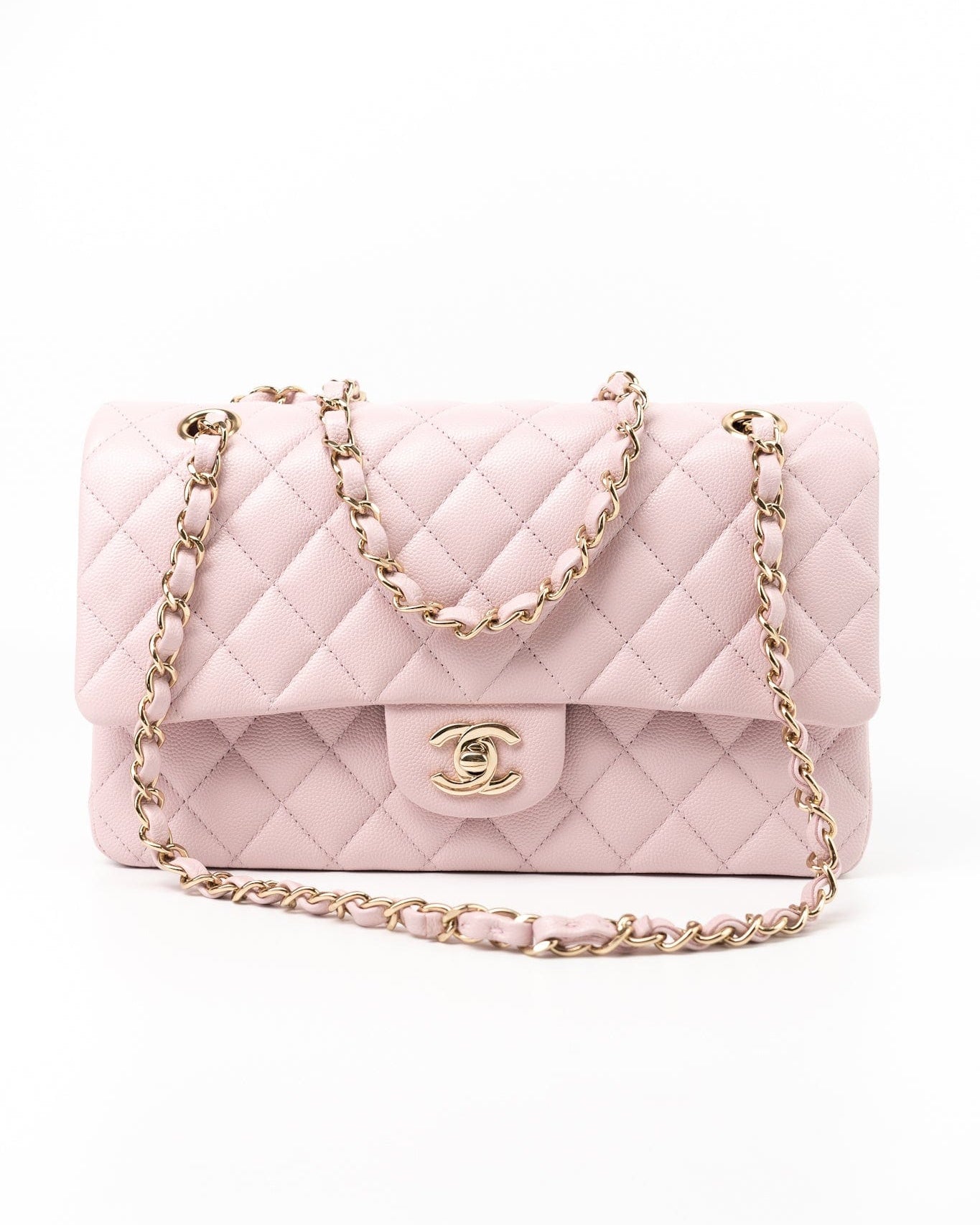 CHANEL Handbag 21S Pink Clair Caviar Classic Flap Quilted Medium LGHW -Knockoff
