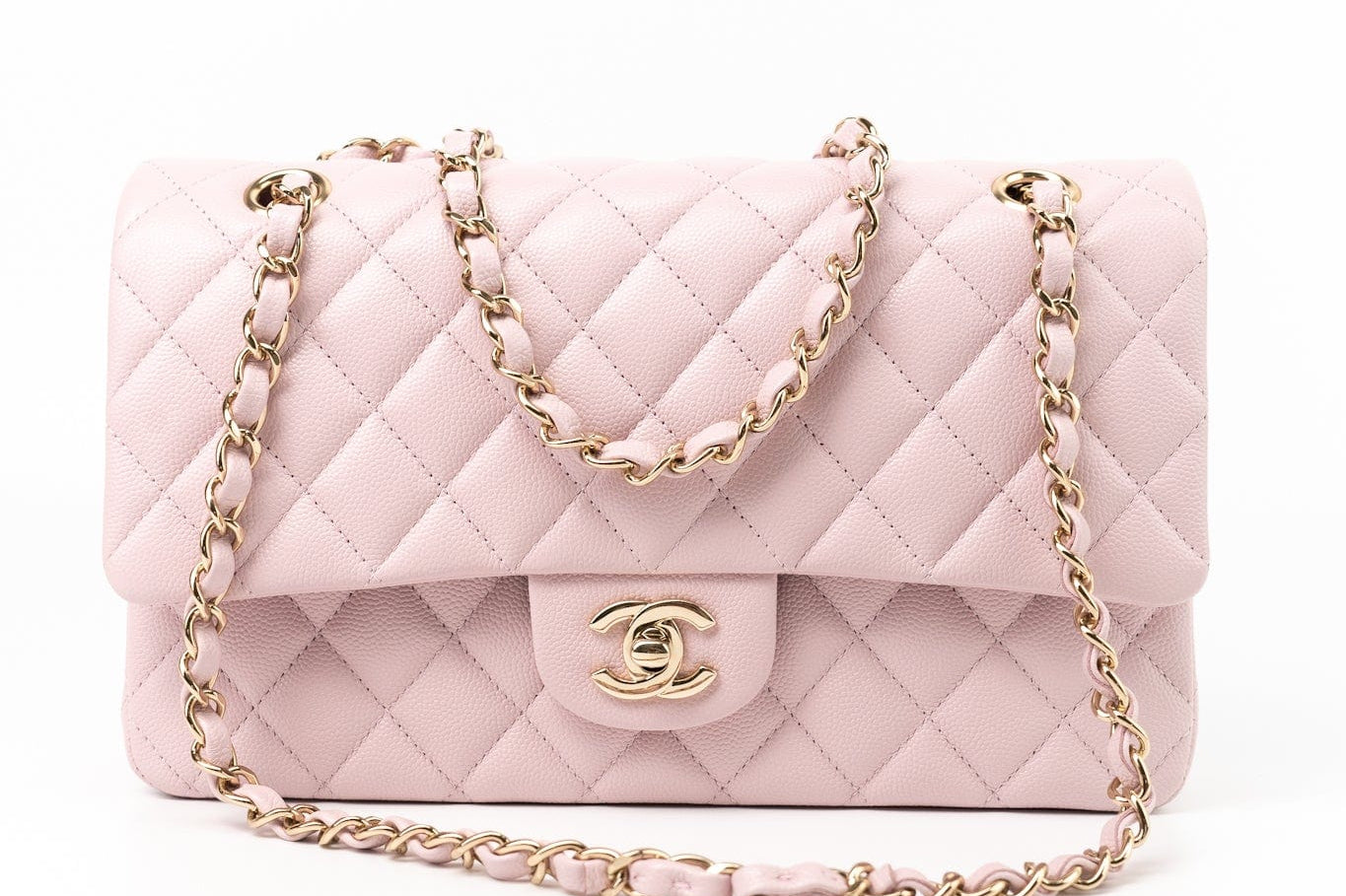 CHANEL Handbag 21S Pink Clair Caviar Classic Flap Quilted Medium LGHW -Knockoff
