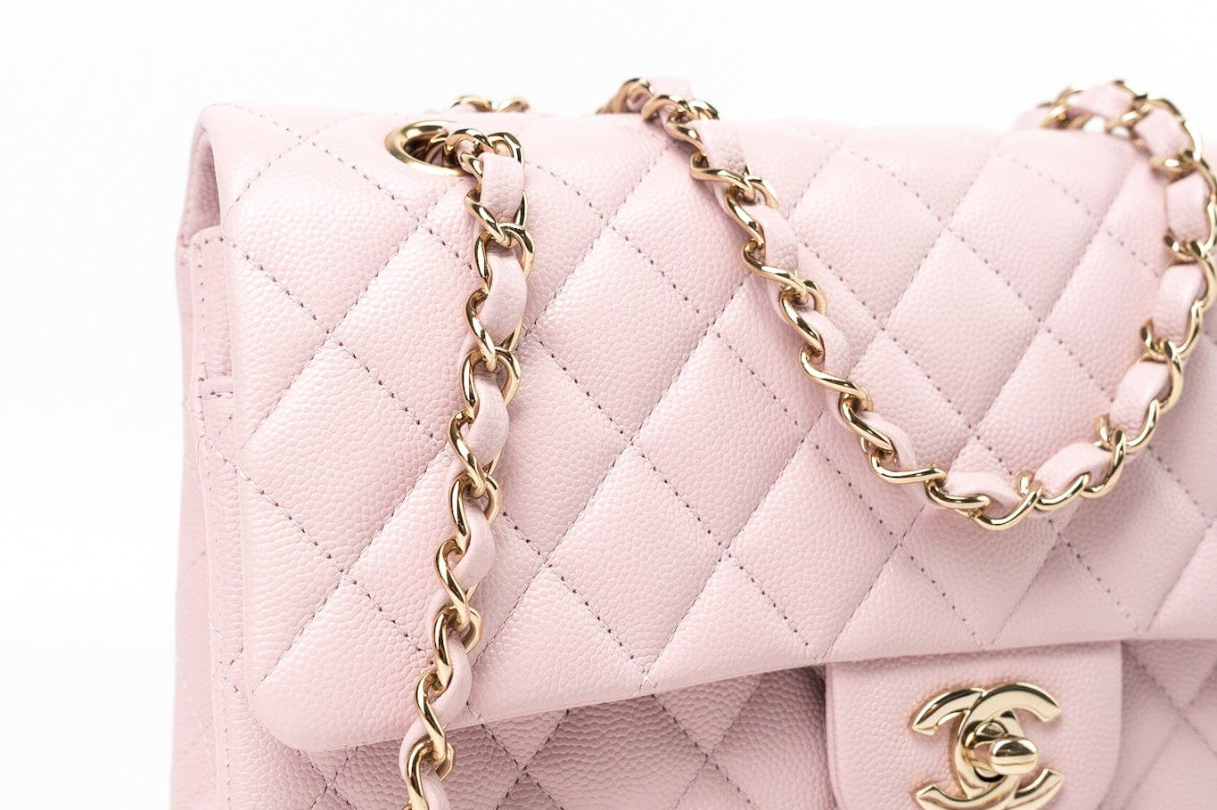 CHANEL Handbag 21S Pink Clair Caviar Classic Flap Quilted Medium LGHW -Knockoff
