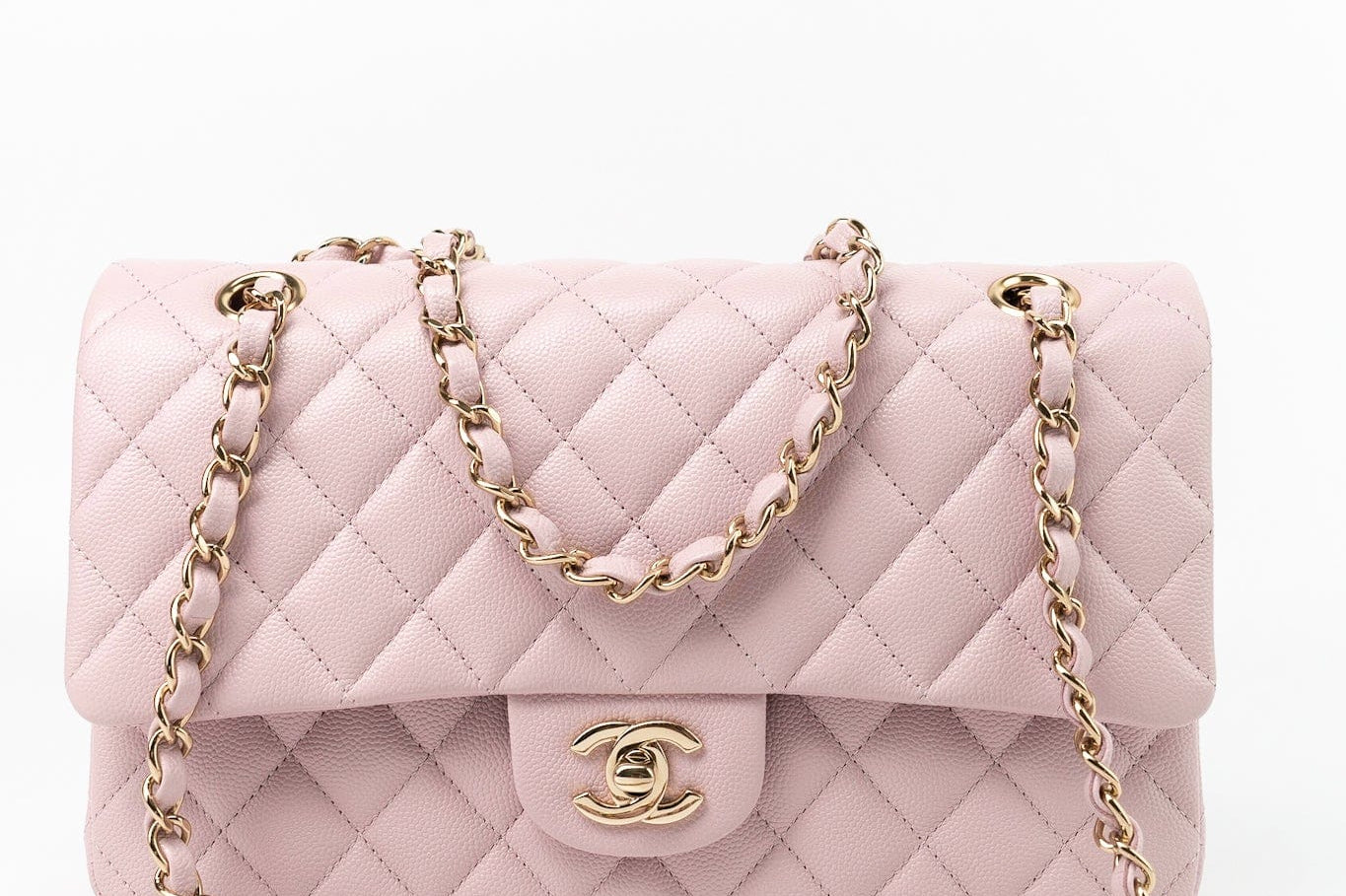 CHANEL Handbag 21S Pink Clair Caviar Classic Flap Quilted Medium LGHW -Knockoff
