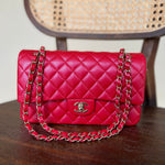 Chanel Handbag 21S Red Iridescent Caviar Quilted Classic Flap Medium -Knockoff
