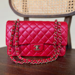 Chanel Handbag 21S Red Iridescent Caviar Quilted Classic Flap Medium -Knockoff
