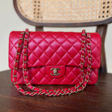 Chanel Handbag 21S Red Iridescent Caviar Quilted Classic Flap Medium -Knockoff
