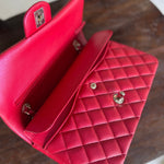 Chanel Handbag 21S Red Iridescent Caviar Quilted Classic Flap Medium -Knockoff
