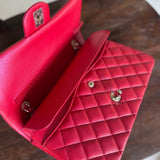 Chanel Handbag 21S Red Iridescent Caviar Quilted Classic Flap Medium -Knockoff
