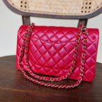 Chanel Handbag 21S Red Iridescent Caviar Quilted Classic Flap Medium -Knockoff
