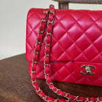 Chanel Handbag 21S Red Iridescent Caviar Quilted Classic Flap Medium -Knockoff
