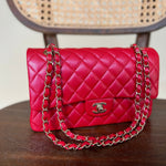 Chanel Handbag 21S Red Iridescent Caviar Quilted Classic Flap Medium -Knockoff
