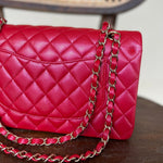 Chanel Handbag 21S Red Iridescent Caviar Quilted Classic Flap Medium -Knockoff
