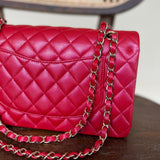 Chanel Handbag 21S Red Iridescent Caviar Quilted Classic Flap Medium -Knockoff
