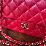 Chanel Handbag 21S Red Iridescent Caviar Quilted Classic Flap Medium -Knockoff
