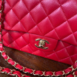 Chanel Handbag 21S Red Iridescent Caviar Quilted Classic Flap Medium -Knockoff
