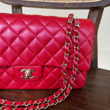 Chanel Handbag 21S Red Iridescent Caviar Quilted Classic Flap Medium -Knockoff
