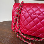 Chanel Handbag 21S Red Iridescent Caviar Quilted Classic Flap Medium -Knockoff
