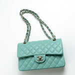 CHANEL Handbag 21S Tiffany Blue Caviar Quilted Classic Flap Small SHW -Knockoff
