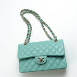 CHANEL Handbag 21S Tiffany Blue Caviar Quilted Classic Flap Small SHW -Knockoff
