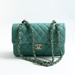 CHANEL Handbag 21S Tiffany Blue Caviar Quilted Classic Flap Small SHW -Knockoff
