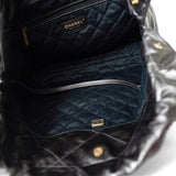 CHANEL Handbag 22 / Grey 22A Metallic Dark Grey Medium 22 Calfskin Quilted Hobo Bag Antique Gold Hardware -Knockoff
