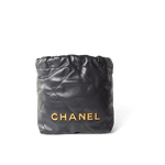 CHANEL Handbag 22 / Grey 23B Dark Grey Calfskin Quilted Mini 22 Bag Antique Gold Hardware -Knockoff
