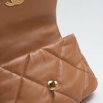 CHANEL Handbag 22A Caramel / Light Brown Lambskin Quilted 19 Flap Small MHW -Knockoff
