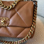 CHANEL Handbag 22A Caramel/Light Brown Lambskin Quilted 19 Flap Small Mixed Hardware -Knockoff
