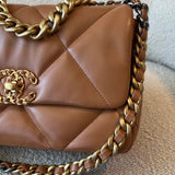 CHANEL Handbag 22A Caramel/Light Brown Lambskin Quilted 19 Flap Small Mixed Hardware -Knockoff
