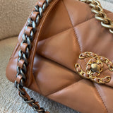 CHANEL Handbag 22A Caramel/Light Brown Lambskin Quilted 19 Flap Small Mixed Hardware -Knockoff
