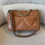 CHANEL Handbag 22A Caramel/Light Brown Lambskin Quilted 19 Flap Small Mixed Hardware -Knockoff
