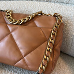 CHANEL Handbag 22A Caramel/Light Brown Lambskin Quilted 19 Flap Small Mixed Hardware -Knockoff
