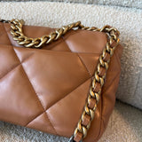 CHANEL Handbag 22A Caramel/Light Brown Lambskin Quilted 19 Flap Small Mixed Hardware -Knockoff
