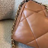 CHANEL Handbag 22A Caramel/Light Brown Lambskin Quilted 19 Flap Small Mixed Hardware -Knockoff
