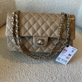 CHANEL Handbag 22A Dark Beige Caviar Quilted Classic Flap Medium LGHW -Knockoff
