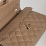 CHANEL Handbag 22A Dark Beige Caviar Quilted Classic Flap Small with Light Gold Hardware -Knockoff
