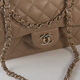 CHANEL Handbag 22A Dark Beige Caviar Quilted Classic Flap Small with Light Gold Hardware -Knockoff
