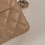 CHANEL Handbag 22A Dark Beige Caviar Quilted Classic Flap Small with Light Gold Hardware -Knockoff
