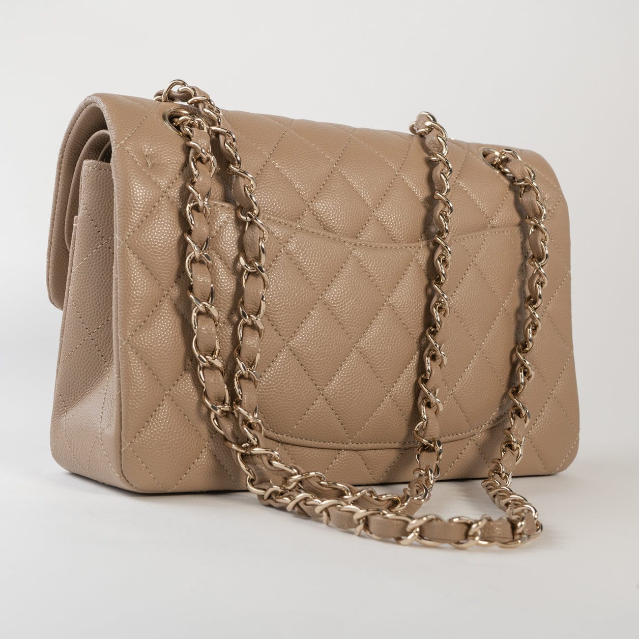 CHANEL Handbag 22A Dark Beige Caviar Quilted Classic Flap Small with Light Gold Hardware -Knockoff
