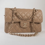 CHANEL Handbag 22A Dark Beige Caviar Quilted Classic Flap Small with Light Gold Hardware -Knockoff
